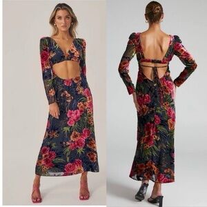 WewWoreWhat velvet cutout midi dress